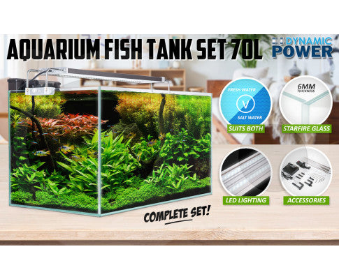 Dynamic Power Aquarium Fish Tank 70L Starfire Glass